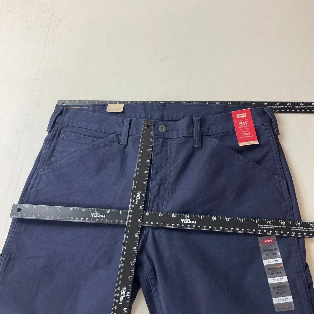 Levis Pants Mens 38x30 Blue 511 Slim Utility Canvas Carpenter Y2K 90s Workwear